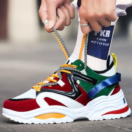 Men Women Athletic Running Shoes Retro Leather Stitching Old Dad Shoe Fashion Couple Comfortable Sports Sneakers Big Size 35-45