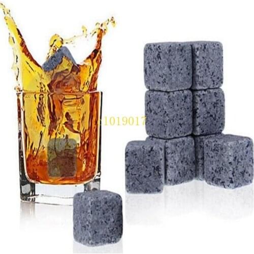 High Quality Natural Whiskey Stones Cooler Whisky Rock Soapstone Ice Cube With Velvet Storage Pouch#1221