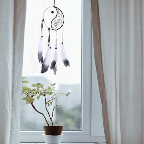 Mayitr Car Wall Wind Chimes Hanging Decorations Yinyang Catcher Feathers Pendant Party DIY Decorations