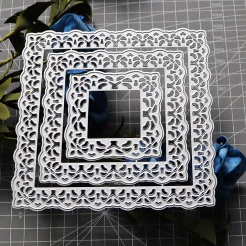 Metal Cutting Dies Scrapbooking 3pcs Irregular Square Frame Die Cuts for DIY Embossing Album Paper Card Making Stencils