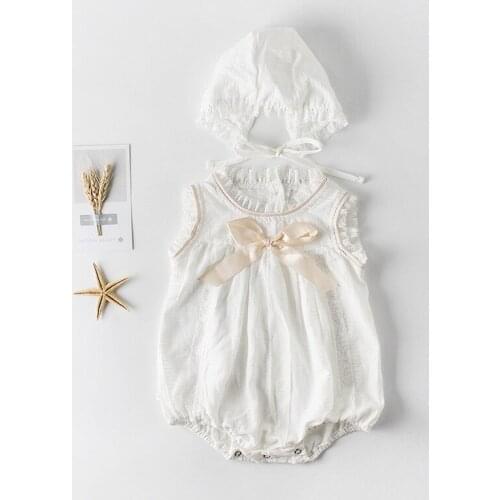 Cute Newborn Baby Girl Ruffled Lace Bowknot Sleeveless Romper Jumpsuit Outfit Sunsuit Baby Girls Clothing Jumpsuit Playsuit