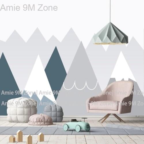 Amie 9M Zone pale blue and grey cartoon moutain for kids room wallpapers drawing art for childrens wall decor