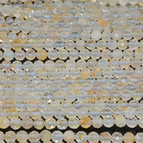 Natural Yellow Topaz Faceted Round Beads 3mm