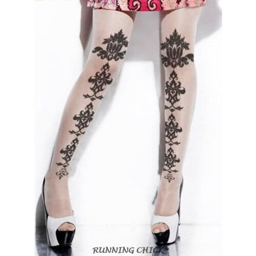 One-sided Lace Pattern Printing Women Stockings Nylon / Nylon Adult Socks Thin Running Chick Cn(origin) Polyester 69 (%)