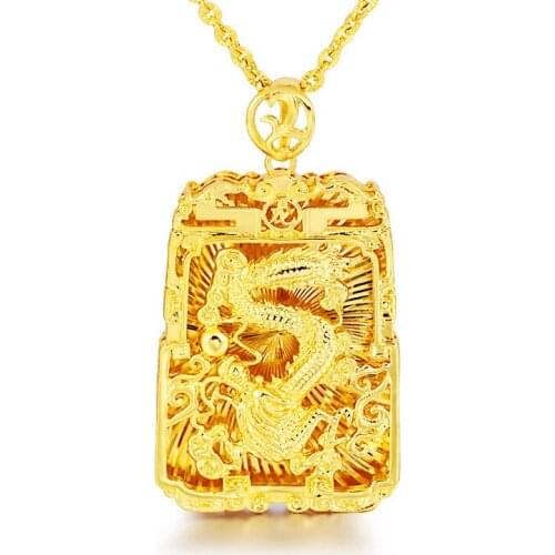 BOEYCJR gold Color Dragon Totem Shap Necklace&Pendant Fashion Jewelry Energy Natural Power Necklace For Men or Women