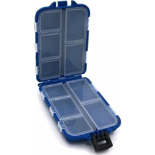 Fishing Tackle Storage Box Plastic Fishhook Organizer Case 10 Slots Square Boxes Fish Lures Artificial Bait Boxes Outdoor