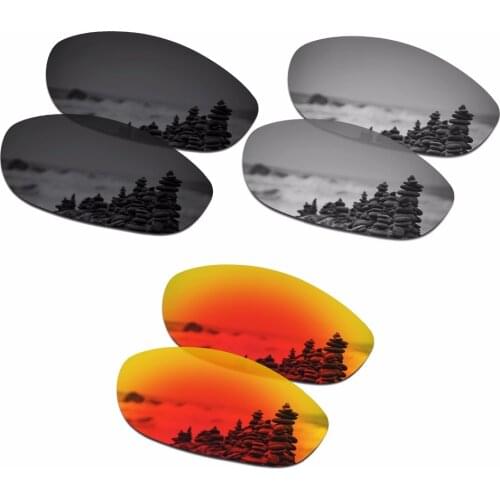 SmartVLT 3 Paris Polarized Sunglasses Replacement Lenses for Oakley Monster Dog Stealth Black & Silver Titanium & Fire Red