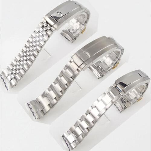20mm Oyster/Jubilee Style Watch Strap Watchband 316L Stainless Steel Bracelet Spare Parts Brushed/Polished Glide Lock System