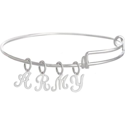 DIY Made Fashion Metal Alphabet Letters US Army Bangles For Army Wife Army MOM Army Girl Gifts Custom Design