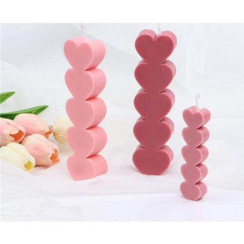 Love Heart Candle Mould Overlapping Geometric Aromatherapy Candle Mould Chocolate Mold 3D Heart Candle Silicone Mold Soap Mold