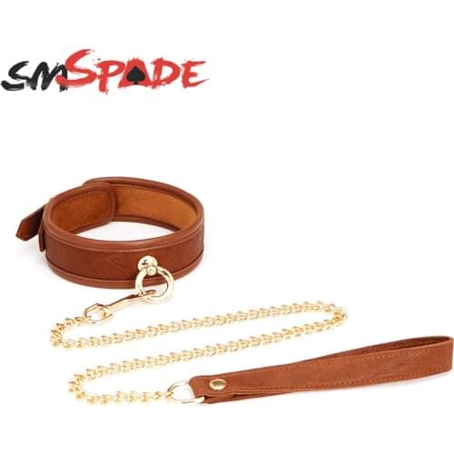 SMSPADE Bondage Leather Collar with Leash Sex Games BDSM Slave Sex Toys Bondage Necklace Adult Toys for Couples