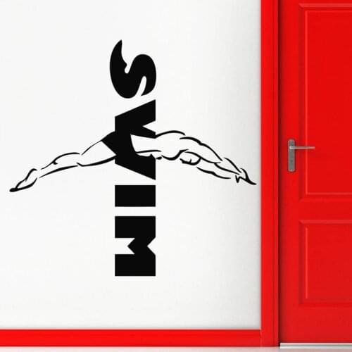 Swim Sticker Logo Name Swimmer Decal Swimming Posters Vinyl Wall Decals Pegatina Quadro Parede Decor Mural Swim Sticker