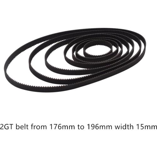 3D printer belt GT2 closed loop rubber 2GT timing 184 186 188 190 192 194 196 198 200 204 Length 184mm 186mm 204mm width 15mm