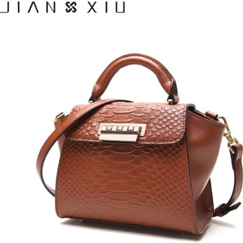 JIANXIU Women Genuine Leather Handbags Famous Brands Handbag Messenger Bags Crocodile Pattern Shoulder Bag Female Small New Tote