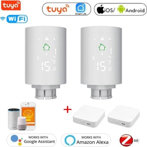 TUYA Zigbee TRV Thermostat Valve Thermostatic Radiator Valve Controller Heater Temperature Voice Control Works with Google Home
