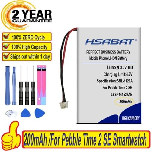 Top Brand 100% New 200mAh LSSP441522AE Battery for Pebble Time 2 SE Smartwatch Smart Watch Batteries + free tools