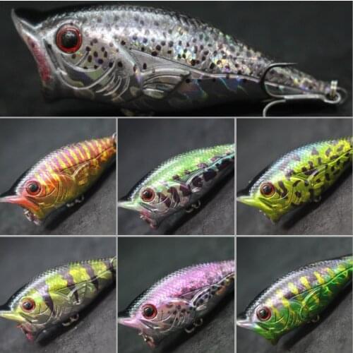 WLure 6cm 10.5g Zigzag Walking Popper Large Open Mouth Make More Water Splash Fresh Water Bass Lure Variant Colors T626