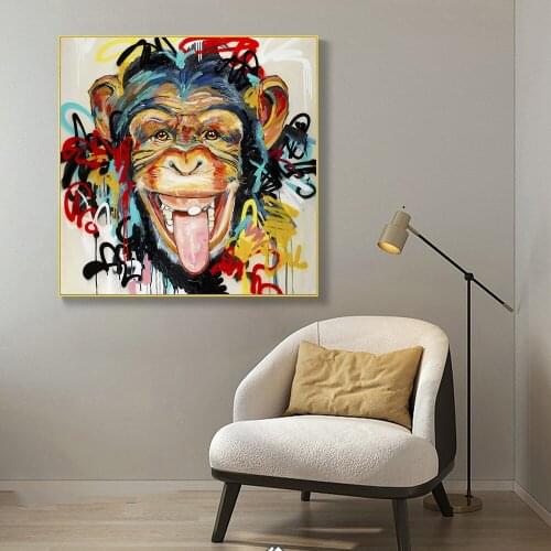 Funny Monkey Graffiti Art Canvas Posters And Prints Abstract Street Art Canvas Paintings On the Wall Art Animals Pictures Cuadro