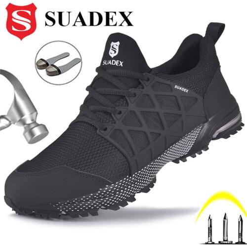 SUADEX Safety Shoes Breathable Steel Toe Boots Anti-smashing Safety Work Shoes Lightweight Men Women Work Sneaker EUR Size 37-48