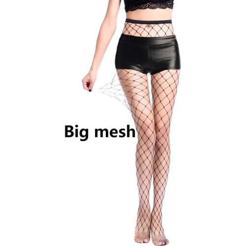 Women Sexy Transparent Slim Fishnet Pantyhose Club Party Net Holes Black Tights Thigh High Stockings Small/Middle/Big Mesh S07