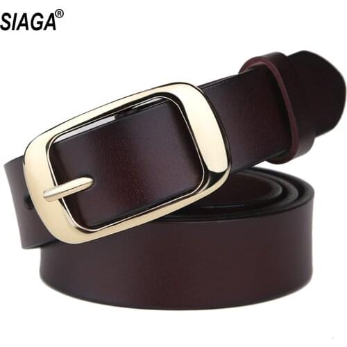 Fashion Design Accessory Ladies Black Buckle Metal Cow Genuine Leather 28mm Wide Female Accessories for Women FCO102