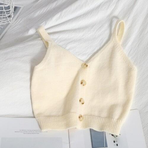 Women Summer Velvet Top Autumn 2021 Women Buttons Camis Casual Solid Straps Crop V-neck Crop Tops For Women Female