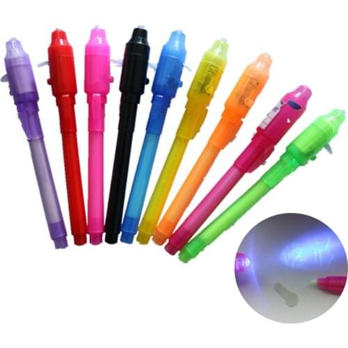1/3pcs 2 In 1 Magic Luminous Light Pen UV Writing Invisible Ink Pen