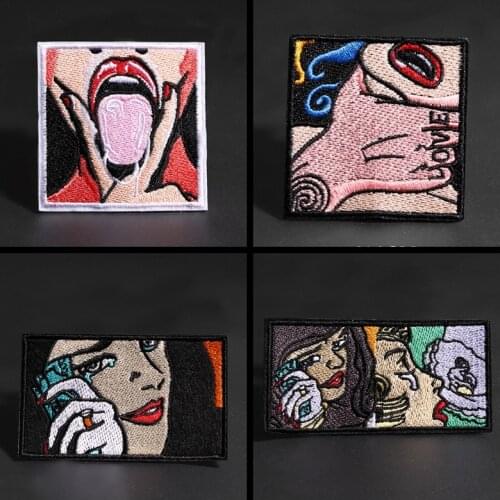 1PCS Fashion Japanese personality Anime Girl Patches Punk style for Clothing Appliques Girl Appliques 3D Diy Clothes Accessories