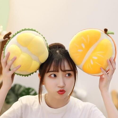 1PC 20cm Simulation Orange &Durian Plush Toys Lifelike Soft Fruit Plush Baby Doll Lovely Room Decor Creative Birthday Gift