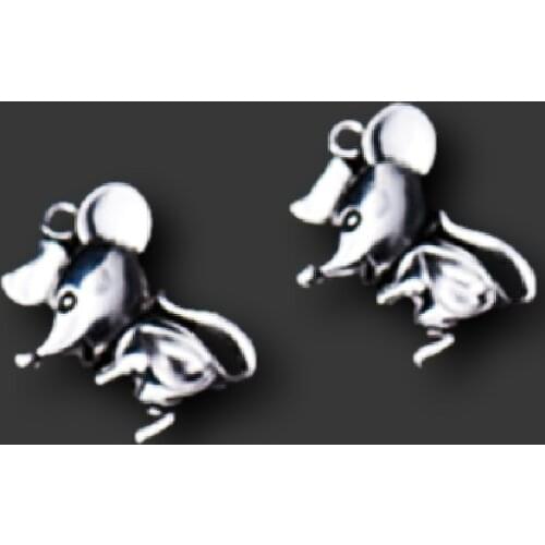 WKOUD 10pcs Silver Color Mouse Charm Animal Alloy Pendants For Necklace Earrings DIY Metal Jewelry makings A881