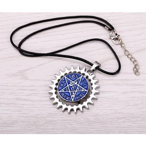12pcs/lot Black Butler Necklace Rotatable Cosplay Demon Contact Charm Star pendant Metal Jewelry