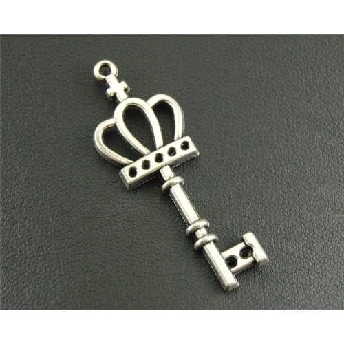 15pcs Silver Color Metal Alloy Lovely Large Crown Key Charms 15x44mm Jewelry Keys Charms A1178