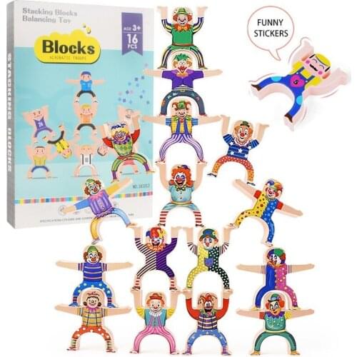 16PCS Hercules Acrobatic Troupe Villain Children Puzzle DIY Building Blocks Stacking Balance Parent-child Interactive Kids Toy