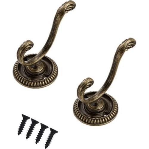 2Pcs Door Hanger Hooks Vintage Antique Bathroom Wall Hanger Hats Bag Keychain Zinc Alloy Hook Coat Wall Hooks With Screw