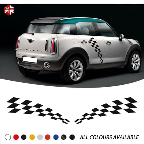 2 Pcs Checkered Flag Styling Door Side Stripes Sticker Body Decal For MINI Cooper S Countryman R60 One JCW ALL4 Accessories