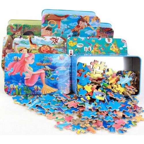 200pcs/box Cartoon 3D Wooden Puzzle Box Montessori Jigsaw Early Learning Educational Toys for Baby Kids Children