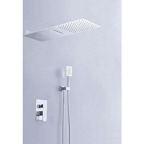BAKALA 3 way brass control valve with stainless steel Rainfall Shower Head and Waterfall Shower Head BR-CF-F1009B