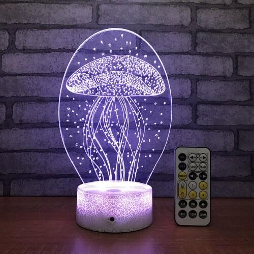 Jellyfish 3D Lamp Unique Creative Product Nightlight Seven-color Bedside Induction 3d Nightlight Kids Room Led Kids Lamp