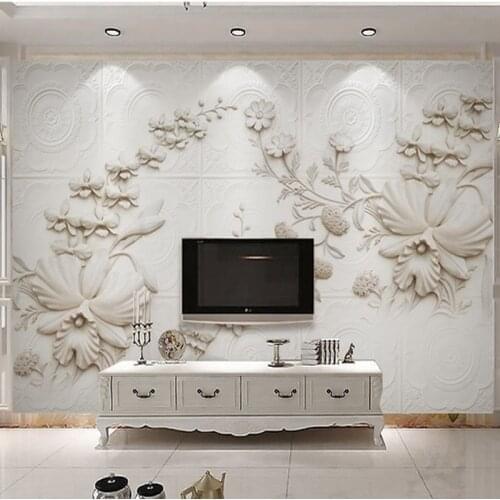 3D Wall Murals White European Style Orchid Flowers for Home Decoration TV Sofa Background Wall Living Room 3d Stereo Wallpapers