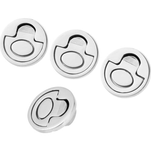 4Pcs Marine Round Hatch Cabinet Pull Handle Flush Lifting Ring Hatch Locker Latch Caravan Boats Hardware 316 Stainless Steel