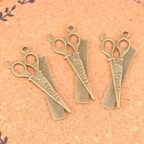 5pcs Antique Bronze Plated Charms Pendant Zinc Alloy scissors combs Charm Vintage Jewelry Findings Accessories Parts 53*34mm