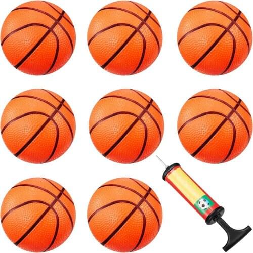 8pcs Small Basketball Ports Goods Inflatable Mini Bouncy Basketball Sports Ball With One Inflator For Kids Children