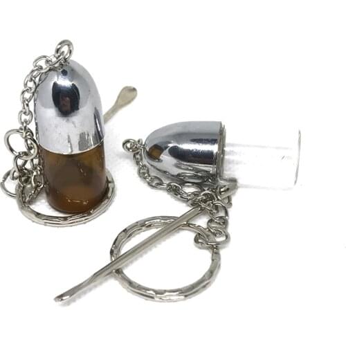 Portable Tobacco Accessorie Tools Secrete Glass Snuff Bottle Container Pill Case Keychain for Men Women