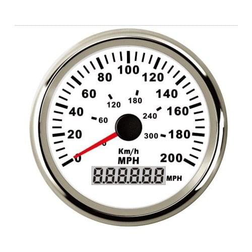 85mm GPS Speedometer Speedo 0-200MPH 12V 24V With Backlight White Faceplate Faceplate For Cars Motorcycles
