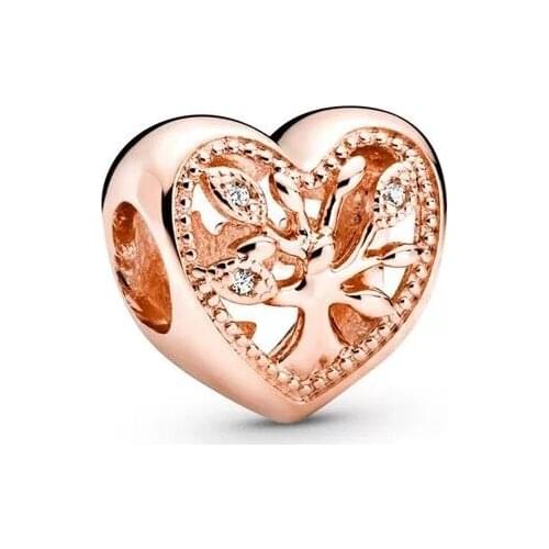 925 sterling silver tree of life charm rose gold beads fit pandora bracelet women fine jewelry pendant girl gift making