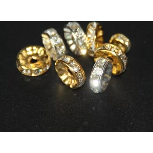 100 PCS Wholesale Top Quality Copper Rhinestone Beads For Jewelry Making Wheels Spacer-bead DIY Bracelet Necklace Accessories