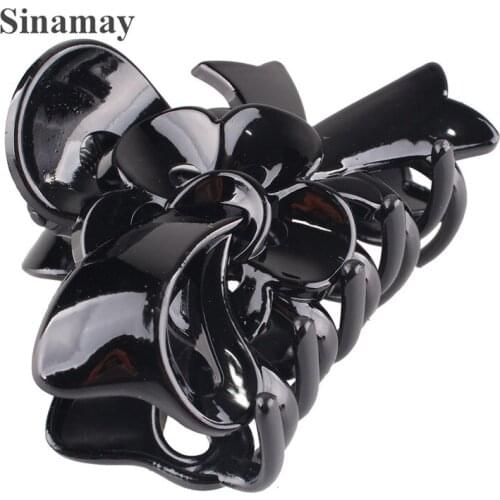 9CM Length Long 24Pcs/Lot Black Plastic Hairpins Hair Clip Crab Hair Claws For Women Girl Ladies Hair Bow Accessories SYHC29
