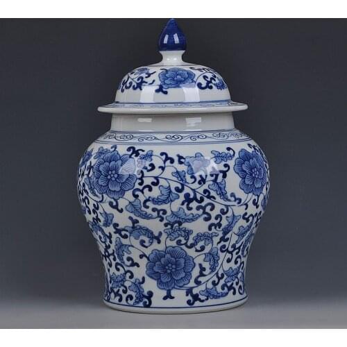 Jingdezhen ceramic blue and white storage containers tea cans general tank Chinese Vintage vases decoration jars