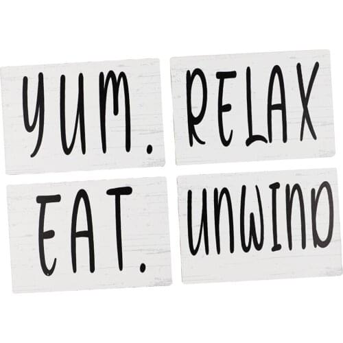 Wood Art Tiered Tray Relax Eat Letter Signs Print Blocks Rustic Kitchen Dining Room Bathroom Window Wall Ornaments Crafts