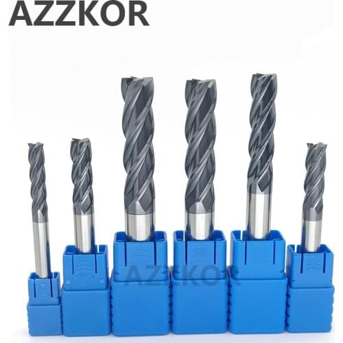 Milling Cutter Alloy Coating Tungsten Steel Tool 100L/150L Hrc50 Lengthening Face Mill Endmills Top CNC AZZKOR Milling Cutter